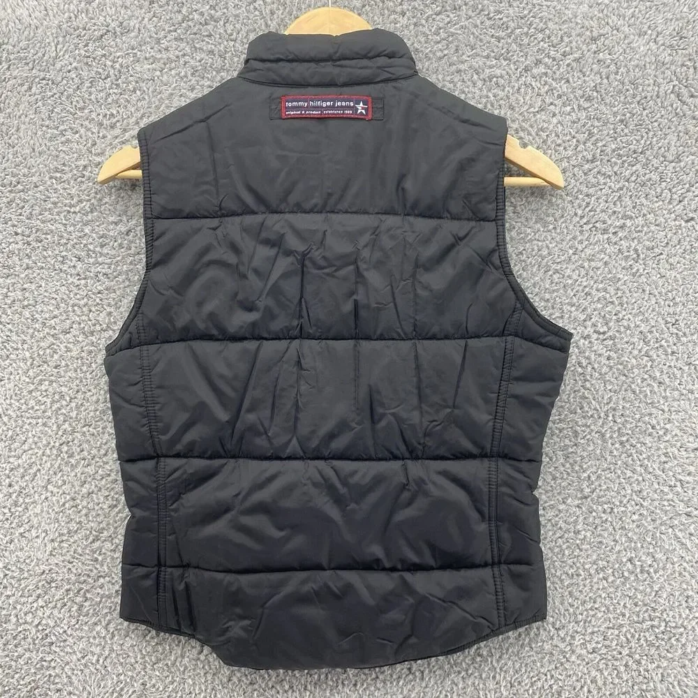Tommy Hilfiger Men's Medium Black Lightweight Puffer Hiking Vest Gorpcore‎ Y2K